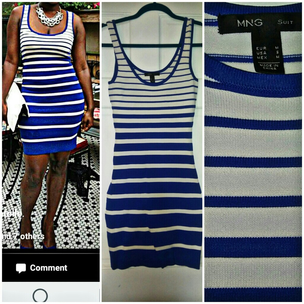 Mango blue and white stripe dress