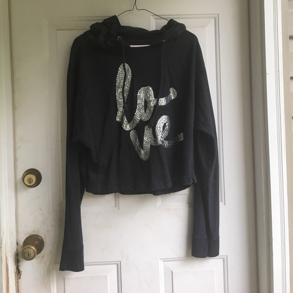 Black pullover hoodie with some sparkle