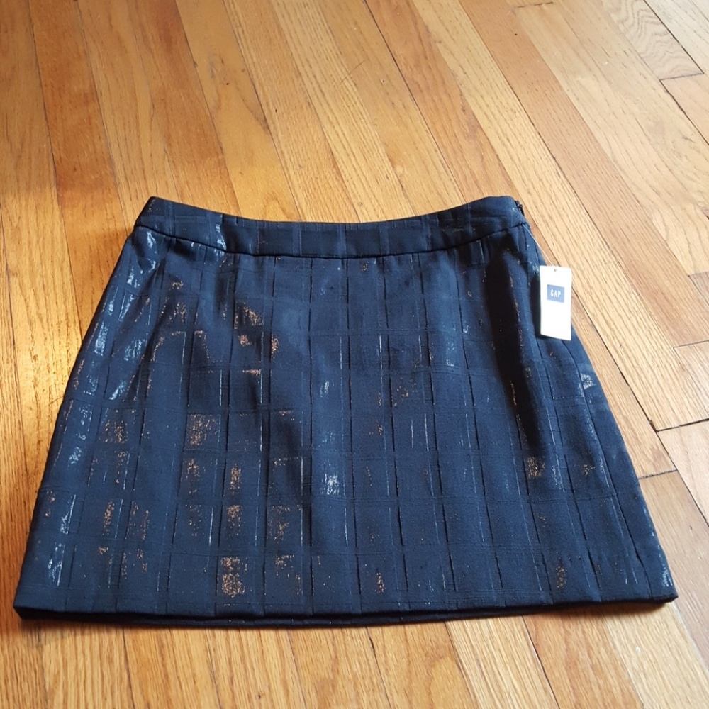 NWT Gap Factory navy blue metallic square skirt