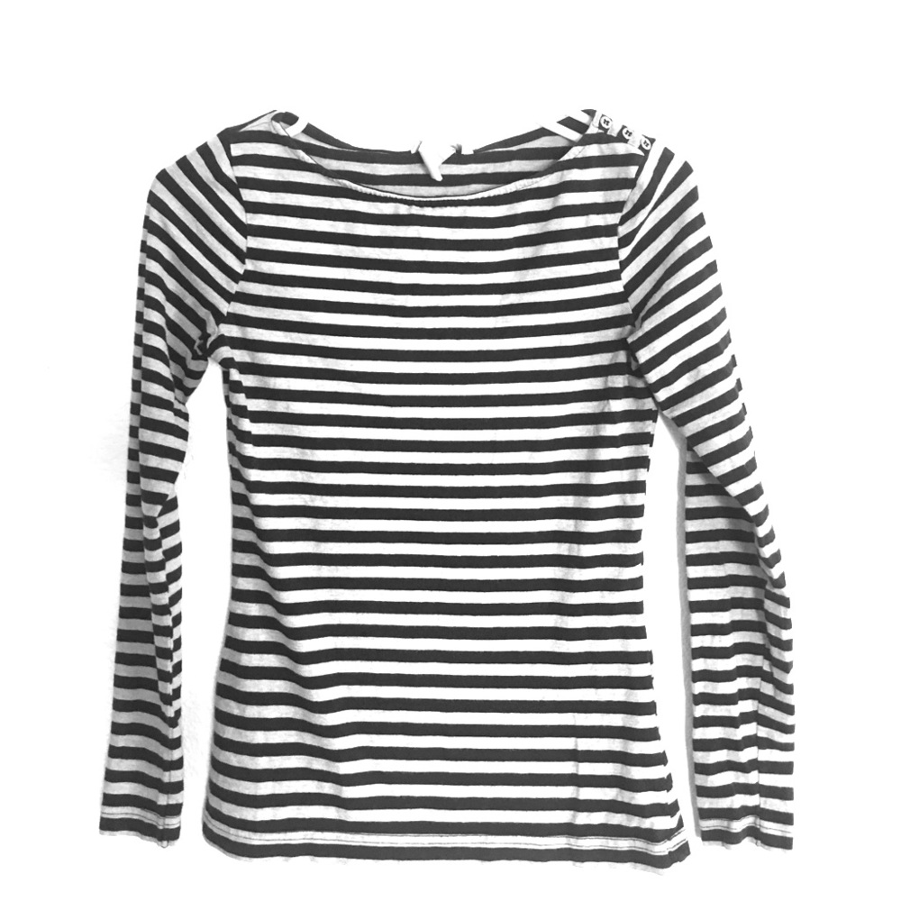 Striped, long sleeve shirt.