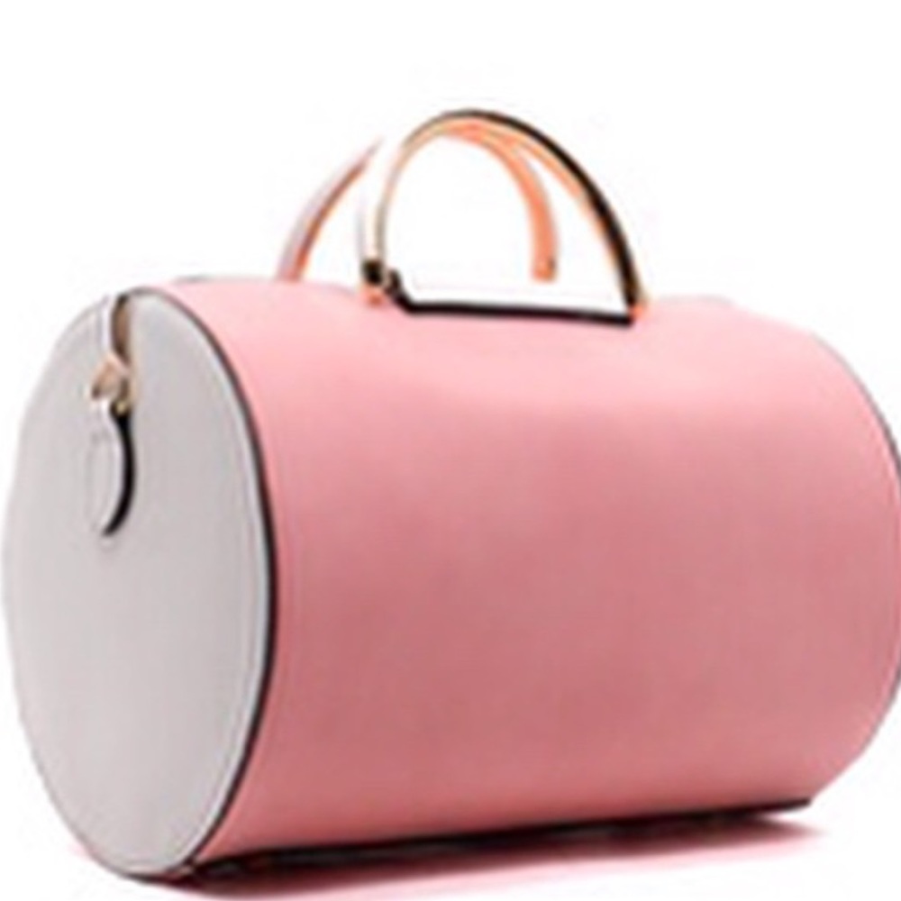 Pink and White Satchel Bag