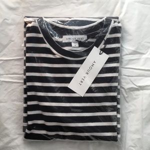 Amour Vert Blake Breton stripe navy t-shirt dress