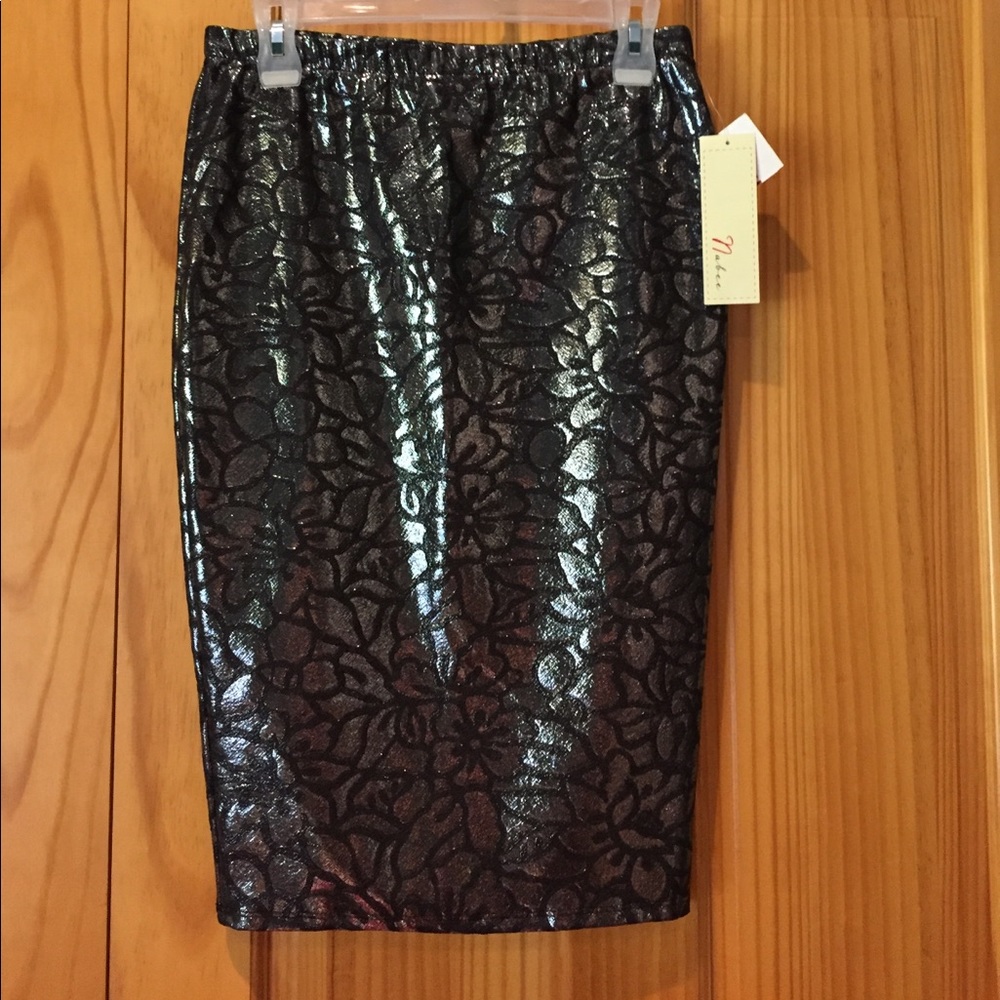 Metallic Silver and Black Skirt
