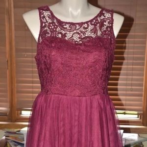 Forever 21 Plus Burgundy Lace Tulle Dress