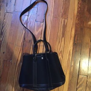 Hermes Garden Party TPM Black Leather Canvas bag
