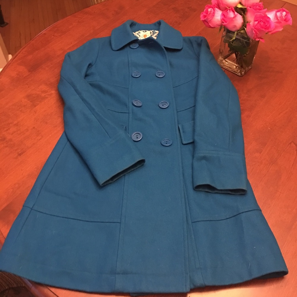 Peacock blue peacoat