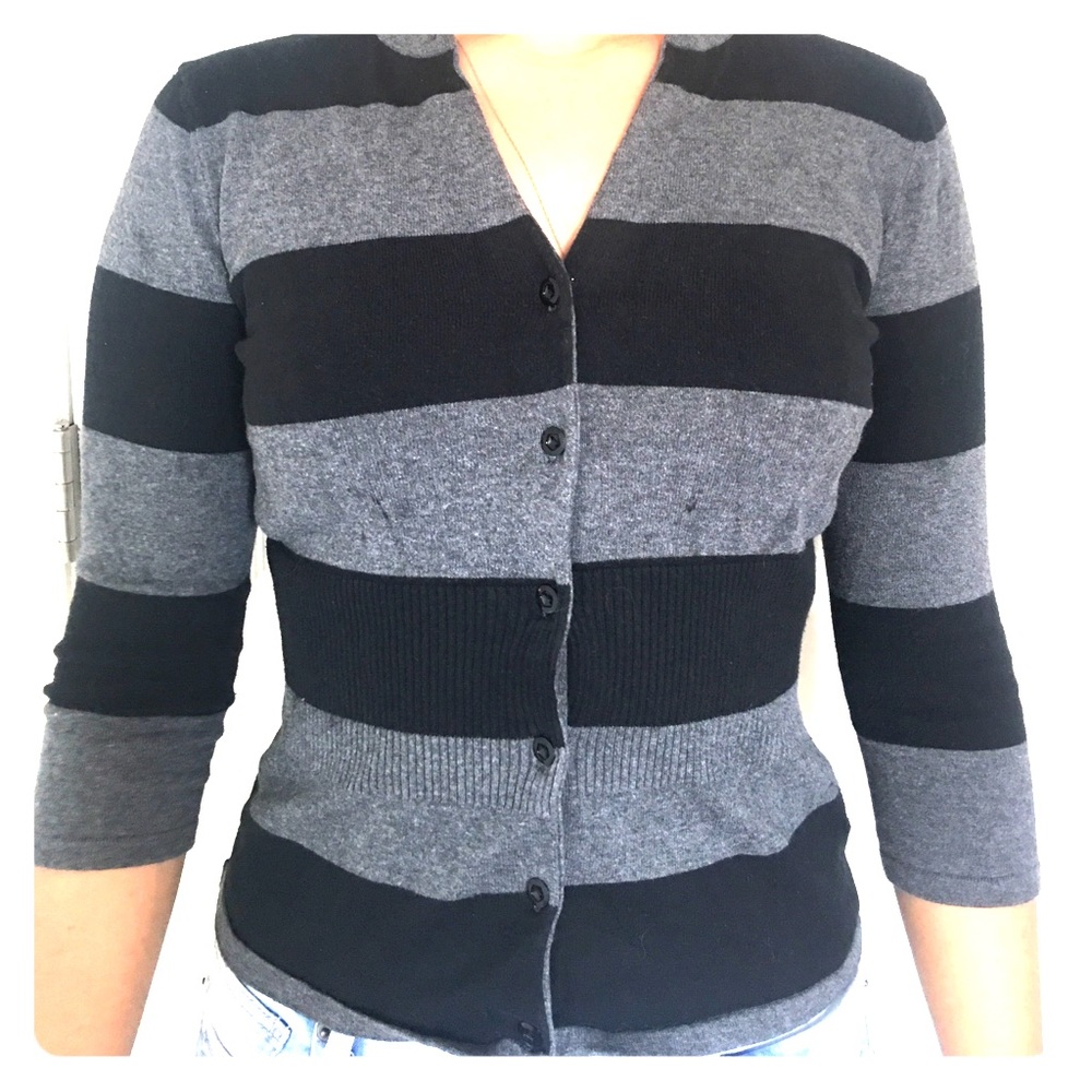 Grey and back button up.