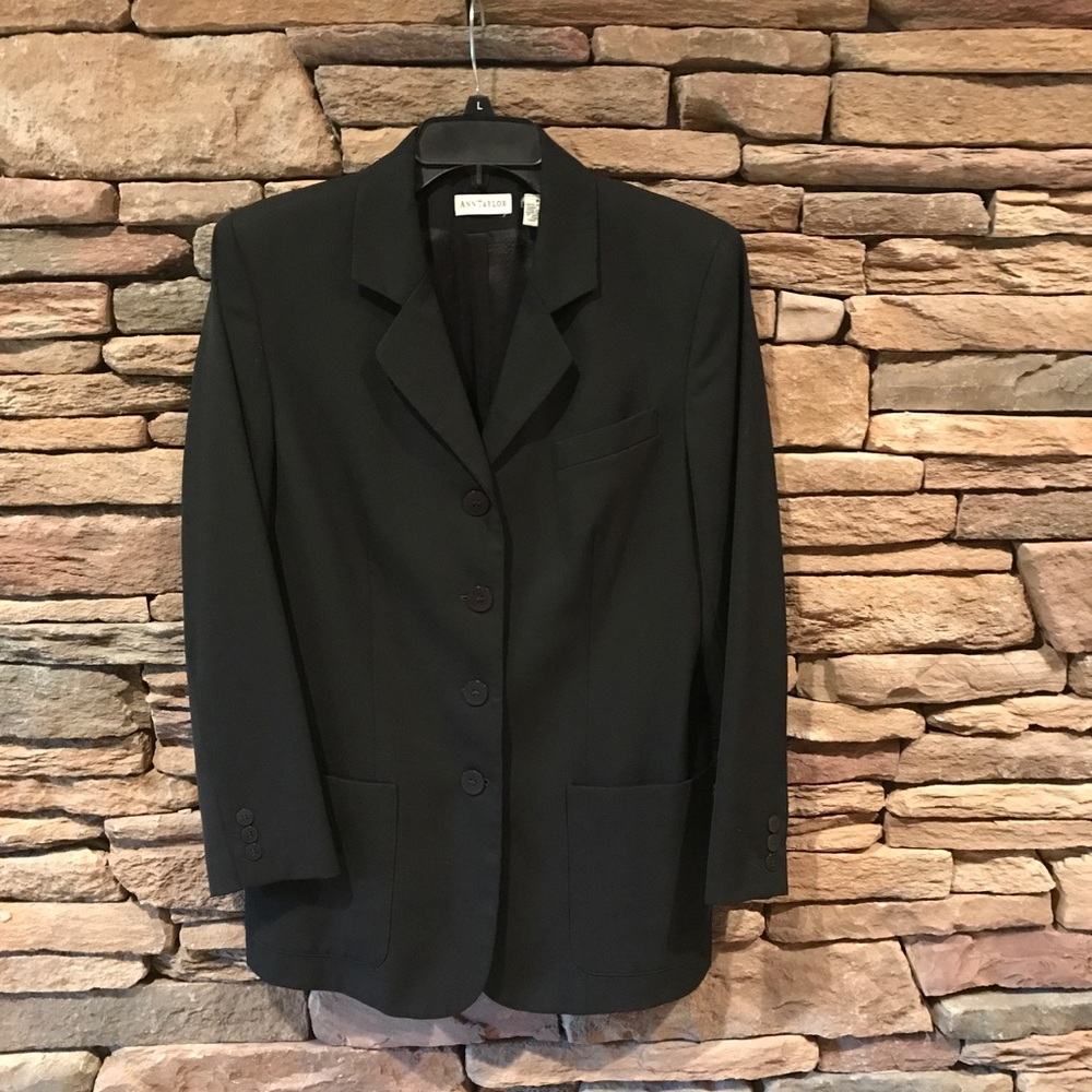 Ann Taylor Black Blazer Wool Long