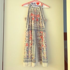 Gently used BCBG printed halter dress.