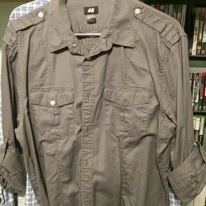 H&M military style button down shirt