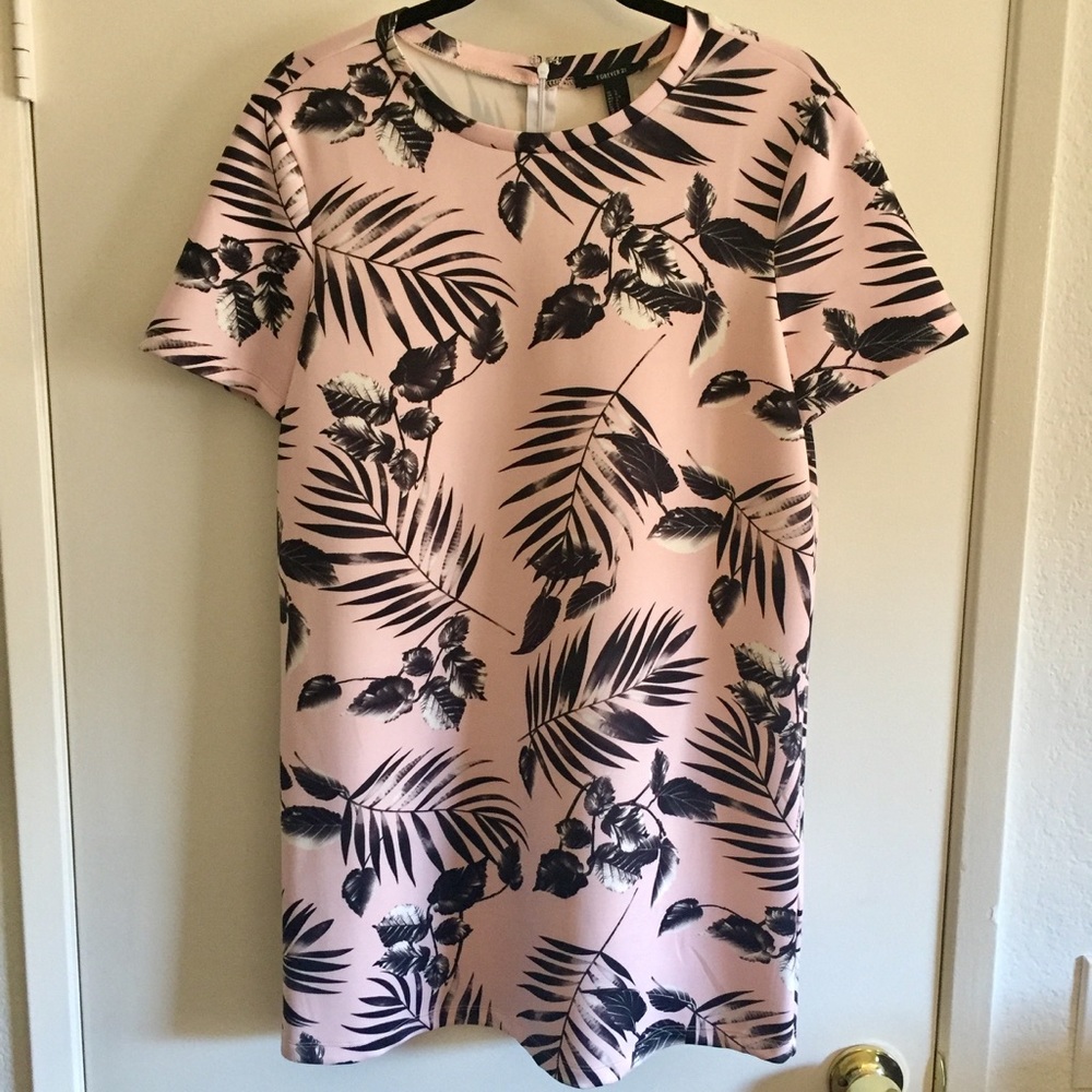 Bodycon Pink Leaf Print Dress