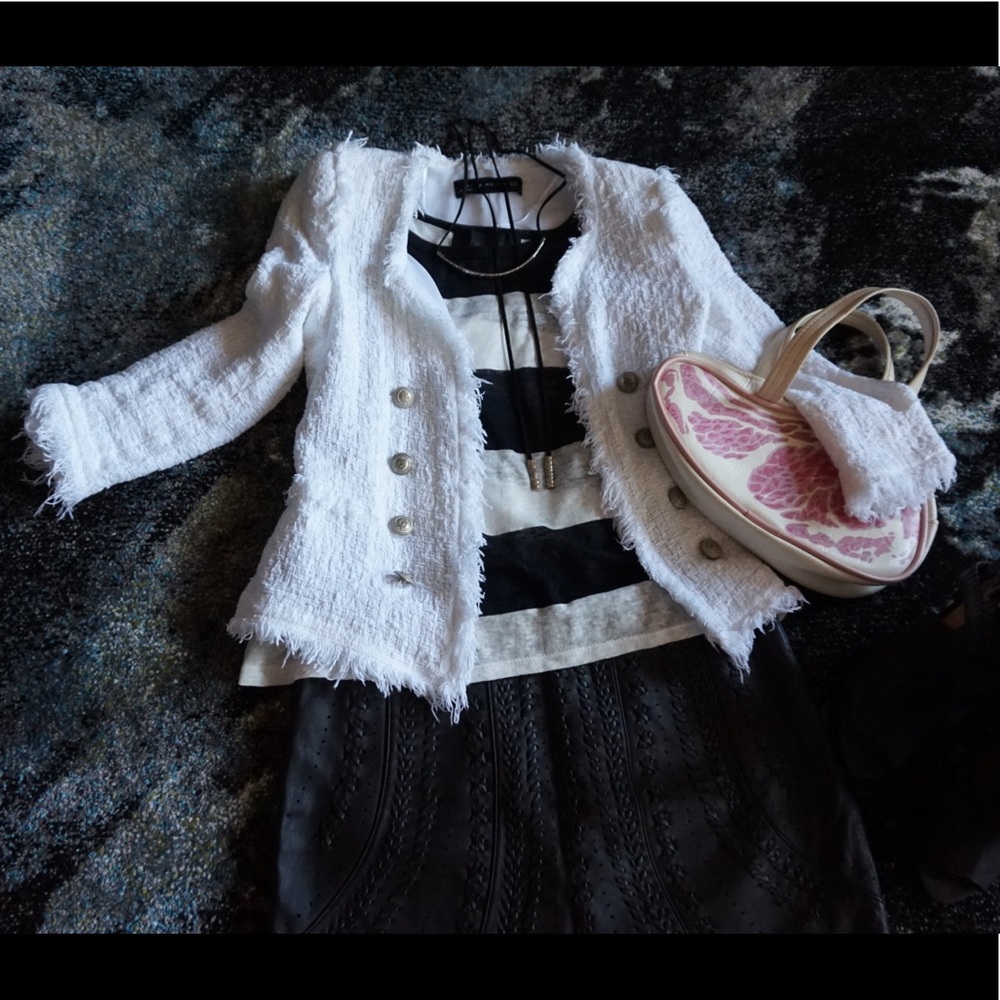 Zara white tweed blazer/ jacket xs size 0 or 2