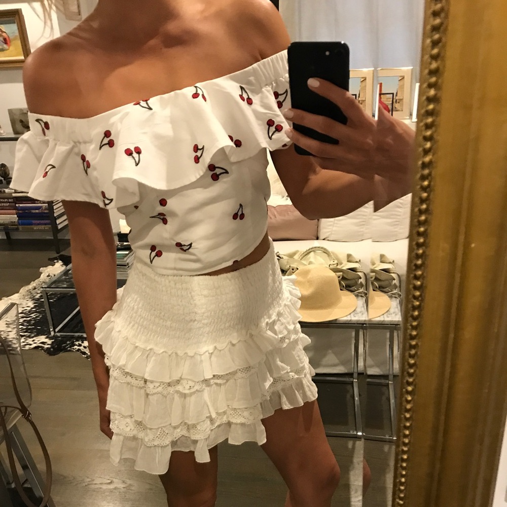 TOPSHOP Cherry Bardot Top
