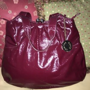 CHARLES DAVID Dark Red Patent Leather Handbag