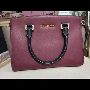 Michael Kors Maroon Selma Medium Satchel