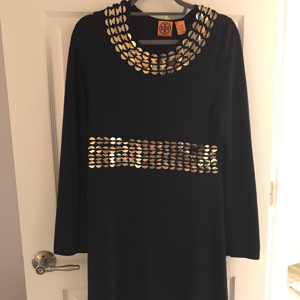 Tory Burch black dress with gold accents!