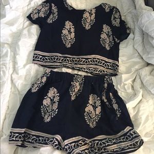 2-piece shirt and shorts navy blue