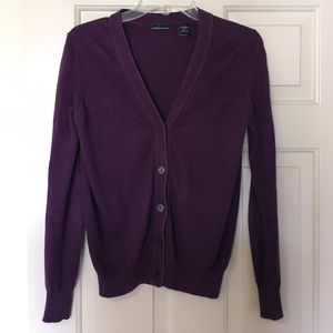 Silk and cashmere purple v-neck cardigan XS