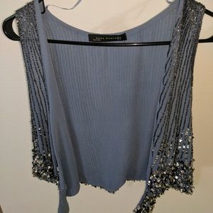 Blue sequin vest