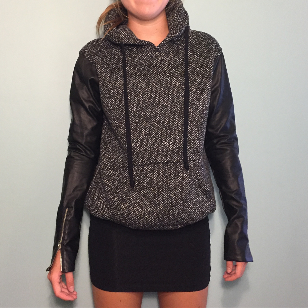 Leather Fabric Hoodie
