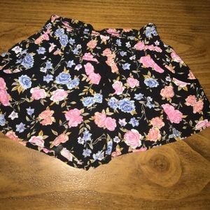 Black pink and blue floral shorts