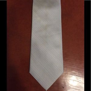 J Crew blue and white striped tie, 100% silk