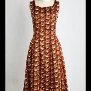 Modcloth midi length cat print dress
