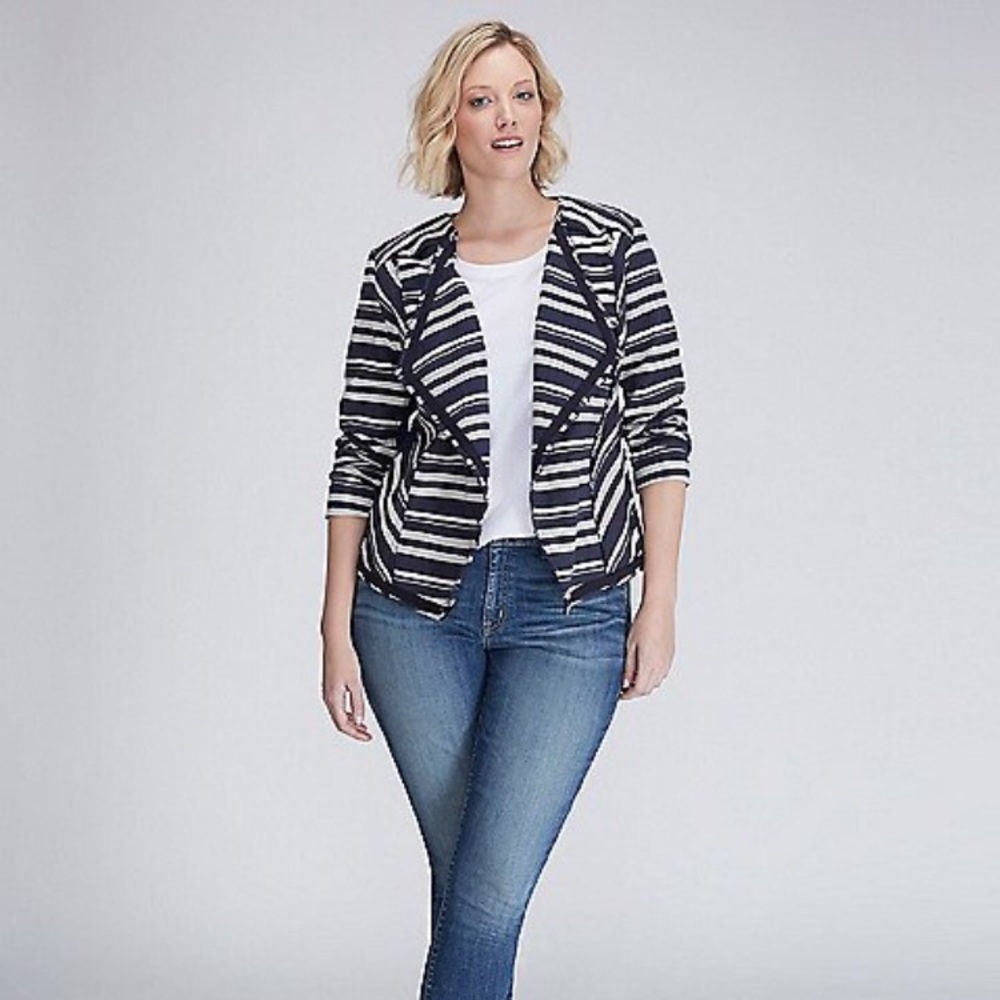 Lane Bryant striped flyaway jacket