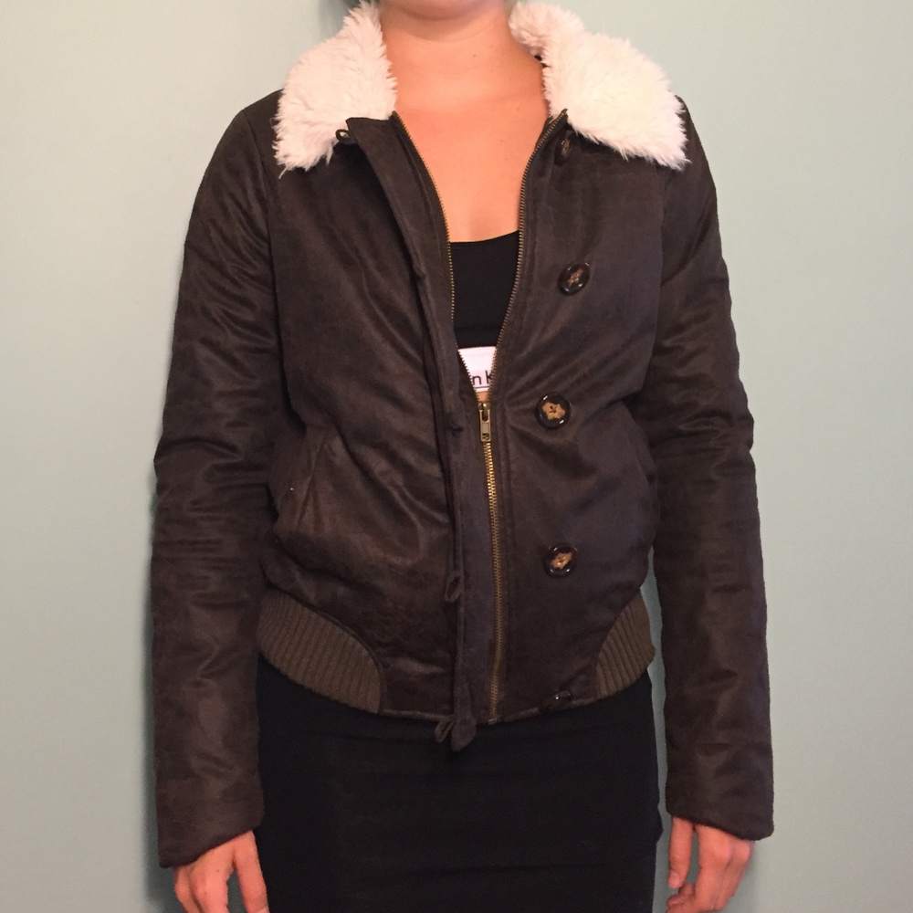Bomber Jacket with Faux Fur Lining
