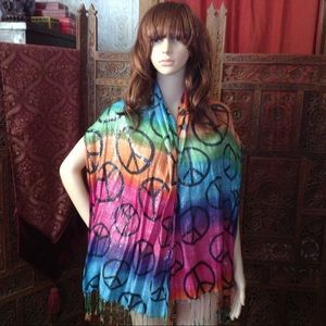 A real statement PEACE! Long shimmery peace scarf