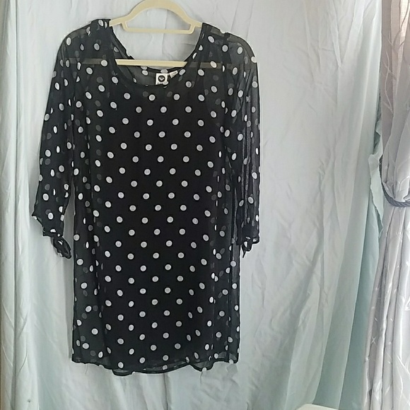 B&W Polka-Dot Summer Mini Dress - Picture 1 of 4