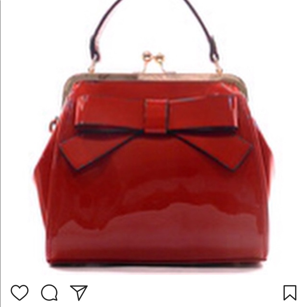Red Patent Leather Bow Bag - Picture 2 of 6