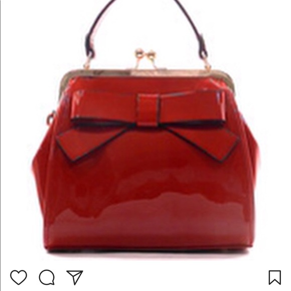 Red Patent Leather Bow Bag - Picture 2 of 6