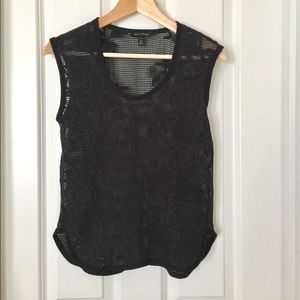 Floral pattern mesh tank