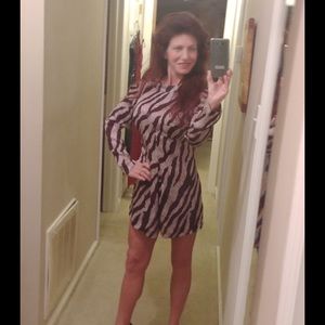 Zebra pattern Romper Back Zipper 70s style jumper