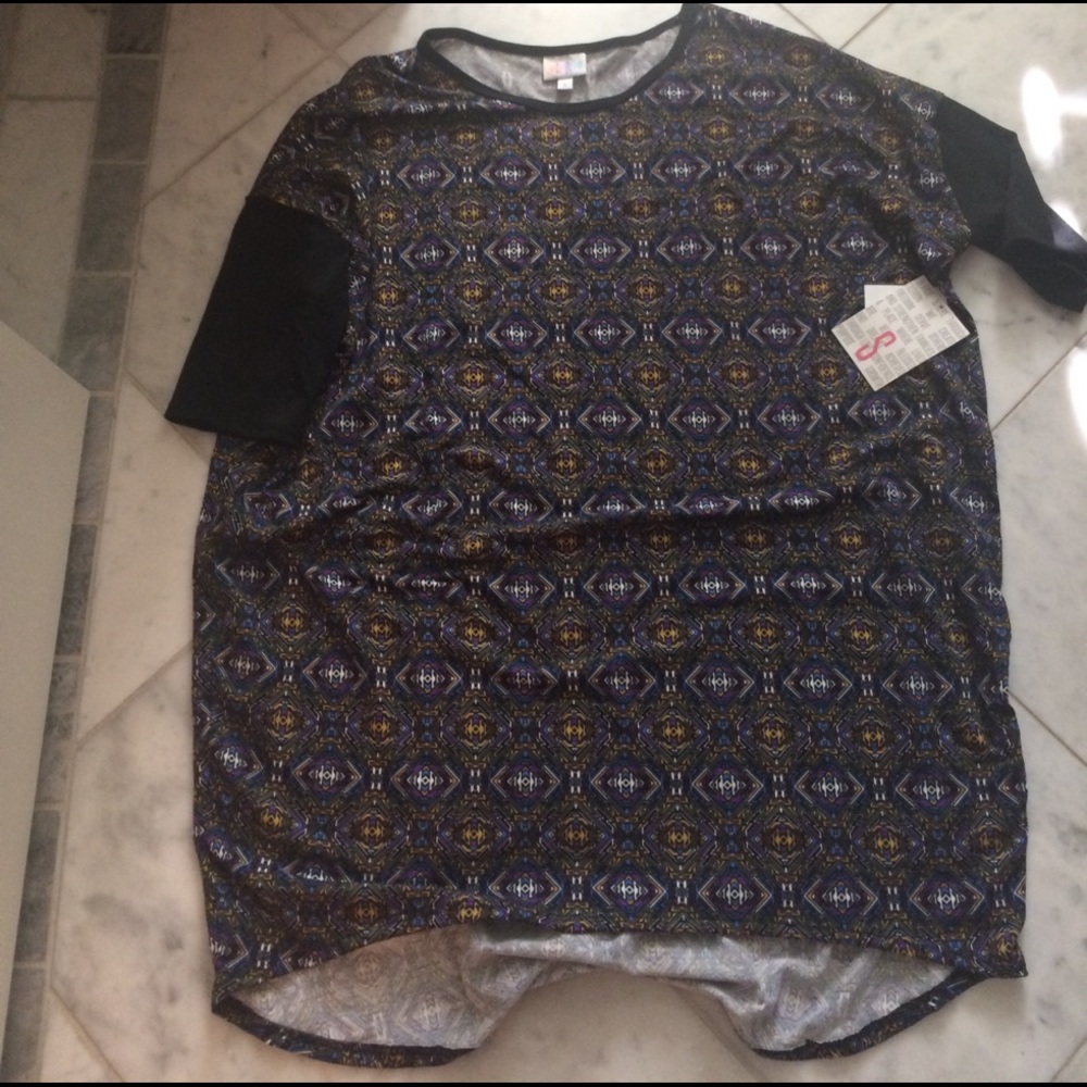 Irma S NWT black arms - purple gold print