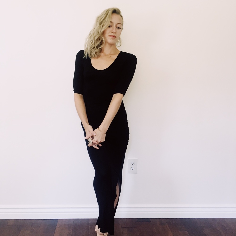 SOLD Black Maxi Dress with Single Side Split