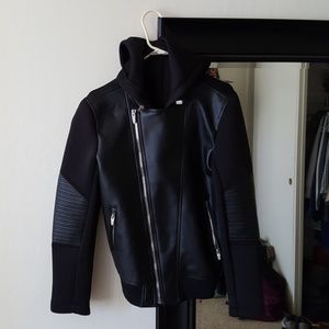 Zara faux biker zip-up leather coat with noodle