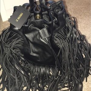 Black Forever 21 Fringe Backpack