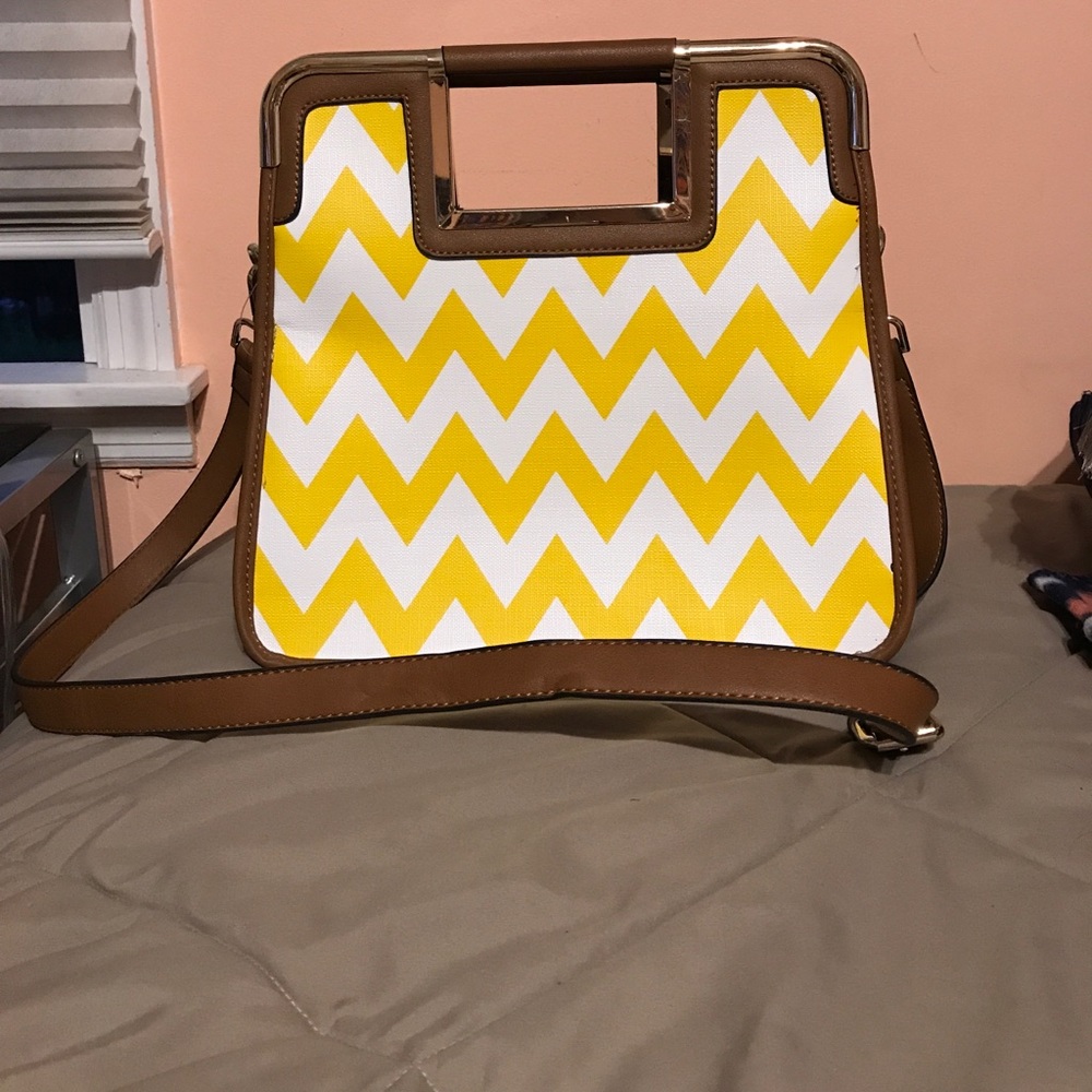 Yellow And White Striped Purse