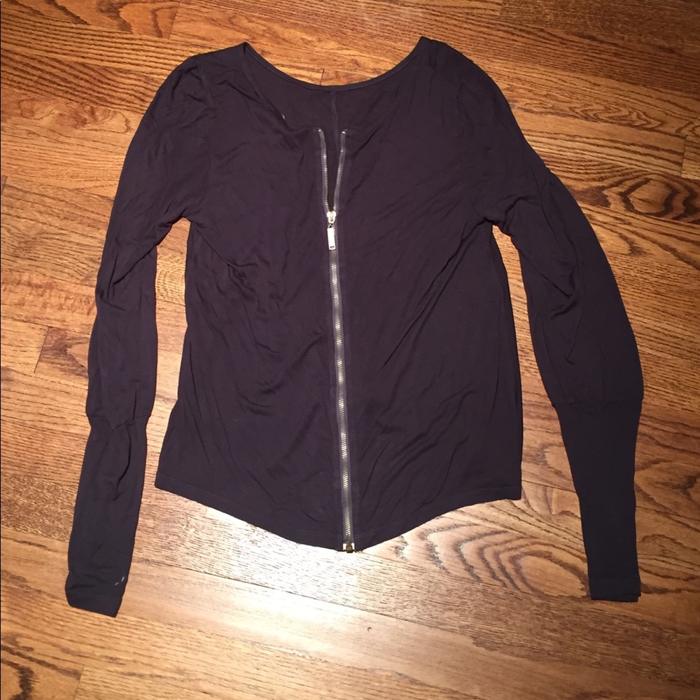 Long sleeve, light weight, zip up sweatshirt