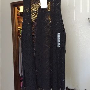 Cute fringe no sleeves knee length sweater 🌺