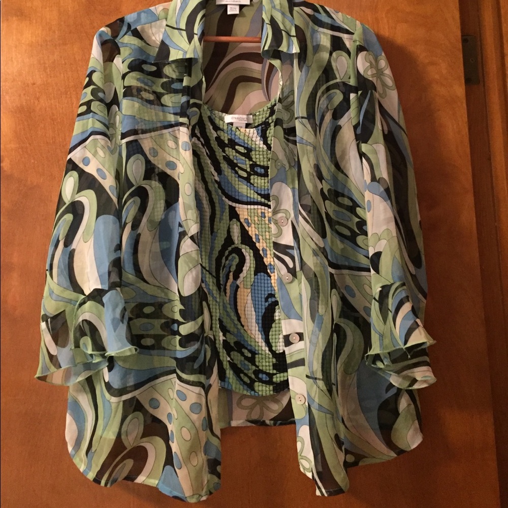 Plus size Blouse and tank top set