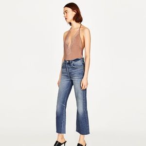 Zara nude neck tie body (swim) suit