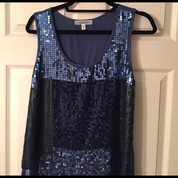 Pleione Blue & Black Sequin Top - Picture 2 of 4