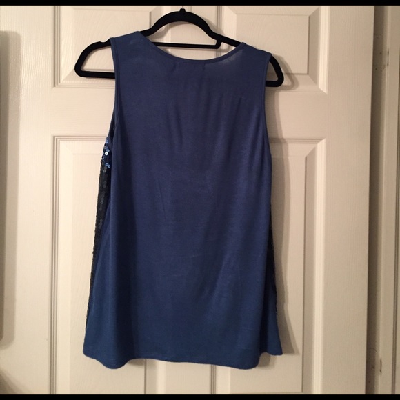 Pleione Blue & Black Sequin Top - Picture 3 of 4