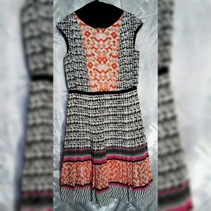Halogen black white orange pink dress