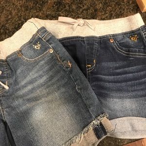2 pair of Justice denim shorts like new!