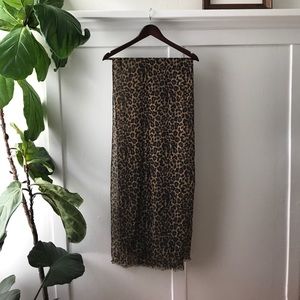 Silk J. Crew light leopard print scarf, raw edge