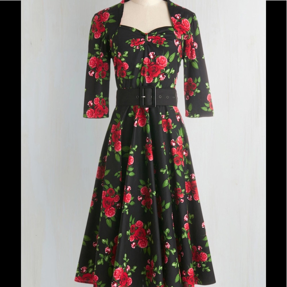 Modcloth/Hell Bunny midi dress with floral pattern